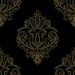 Damask Seamless Vector Dark Pattern