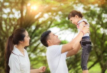 happy asian young family