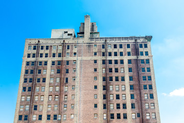 Fototapeta premium Ruin of an Old Brick Hotel