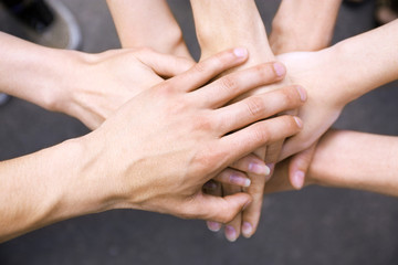 United hands outdoors