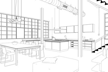 Entwurf modernes Loft