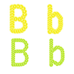 Letters stacked slices of lemon and lime to create inscriptions