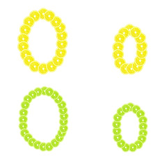 Letters stacked slices of lemon and lime to create inscriptions