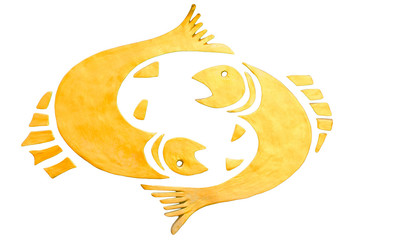 Pisces sign of horoscope isolated on white