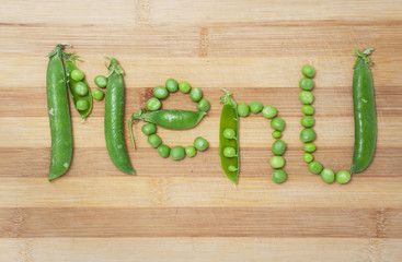 Vegetarian menu of green peas