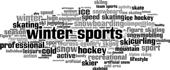 Winter sports word cloud concept. Vector illustration
