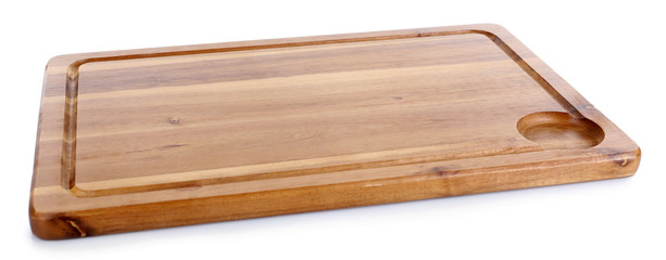 Wooden cutting board isolated on white