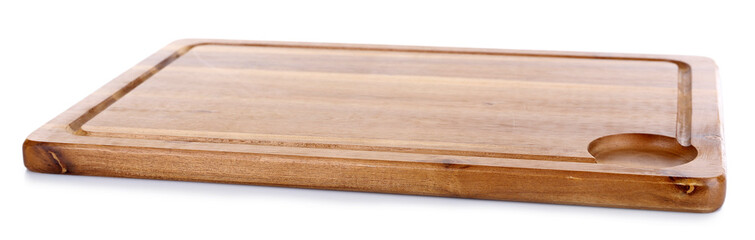 Wooden cutting board isolated on white