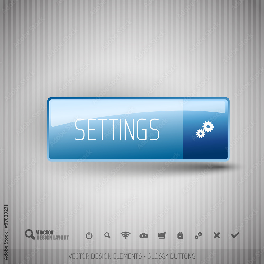 Poster Modern button with icons set.