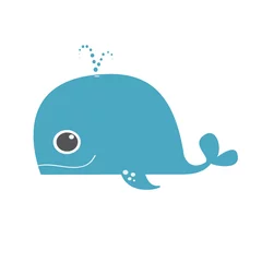 Stickers pour porte Baleine Conception de vecteur de baleine bleue mignon
