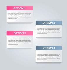 Business infographics tabs template for presentation, education, web design, banner, brochure, flyer. Pink and grey colors. Vector illustration.