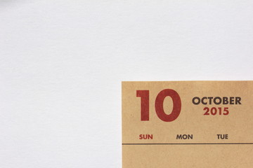 2015年10月のカレンダー