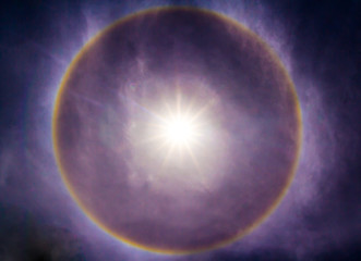 fantastic beautiful sun halo phenomenon