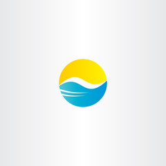 water wave and sun vector tourism logo element