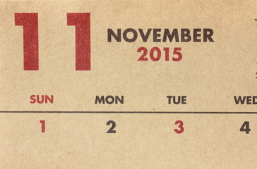 2015年11月のカレンダー