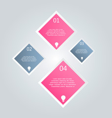 Business infographics tabs template for presentation, education, web design, banner, brochure, flyer. Pink and grey colors. Vector illustration.