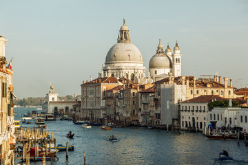 Basilica Santa Maria della Salute in sunset time, Venice, Italy