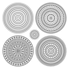 Hand drawn Circular pattern. Mandala set.