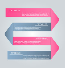Business infographics tabs template for presentation, education, web design, banner, brochure, flyer. Pink and grey colors. Vector illustration.