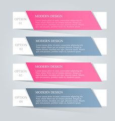 Business infographics tabs template for presentation, education, web design, banner, brochure, flyer. Pink and grey colors. Vector illustration.