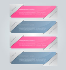 Business infographics tabs template for presentation, education, web design, banner, brochure, flyer. Pink and grey colors. Vector illustration.
