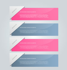 Business infographics tabs template for presentation, education, web design, banner, brochure, flyer. Pink and grey colors. Vector illustration.