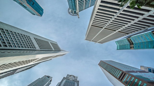 Low angle view of Banks and Commercial buildings in Central Business District