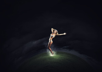 Girl dancing in dark