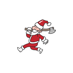 Christmas Santa holding axe cartoon