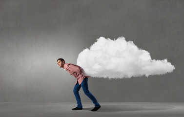 Man lifting cloud