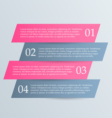 Business infographics tabs template for presentation, education, web design, banner, brochure, flyer. Pink and grey colors. Vector illustration.
