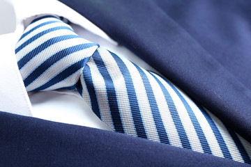 Fototapeta premium Male jacket with shirt and tie close up