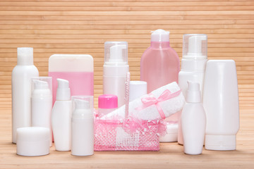 Big collection of cosmetic products for skincare