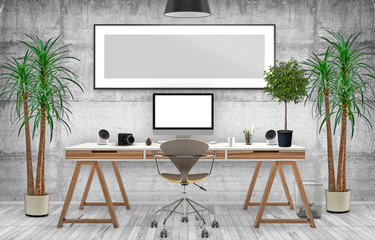 Desktop Mockup, 3D illustration