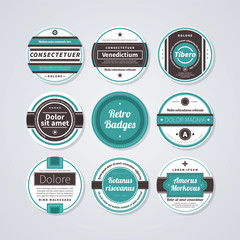 Obraz premium Set of 9 circle labels in retro style on white background.