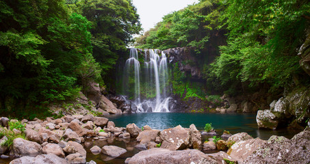 Cheonjeyeon Waterfall. Jeju Island, South Korea