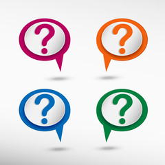 Question mark. Help symbol on colorful chat speech bubbles