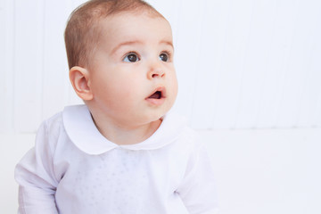 Beautiful baby portrait on white background