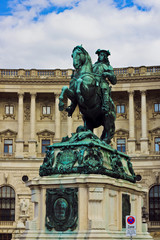 Fototapeta premium Prince Eugene of Savoy monument in Heldenplatz, Vienna, by Anton Dominik Fernkorn, Austria