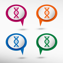 DNA icon on colorful chat speech bubbles