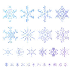 Fototapeta na wymiar Set of outline snowflakes vector illustration.