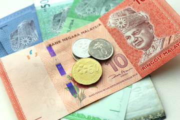 Money banknotes and coins, closeup