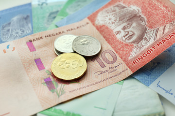 Fototapeta premium Money banknotes and coins, closeup