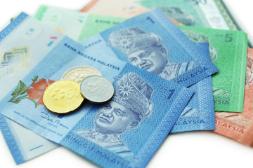 Money banknotes and coins, closeup