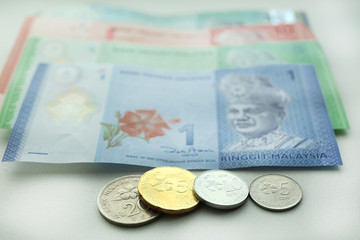 Money banknotes and coins, closeup