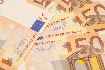 Fototapeta na wymiar Euro money banknotes. 50 euro