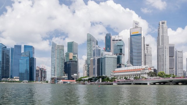 Singapore city skyline time lapse at Marina Bay