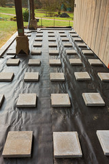 Substructure of a wooden patio