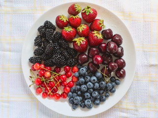 Cherries, berries, blackberries, blueberries, strawberries