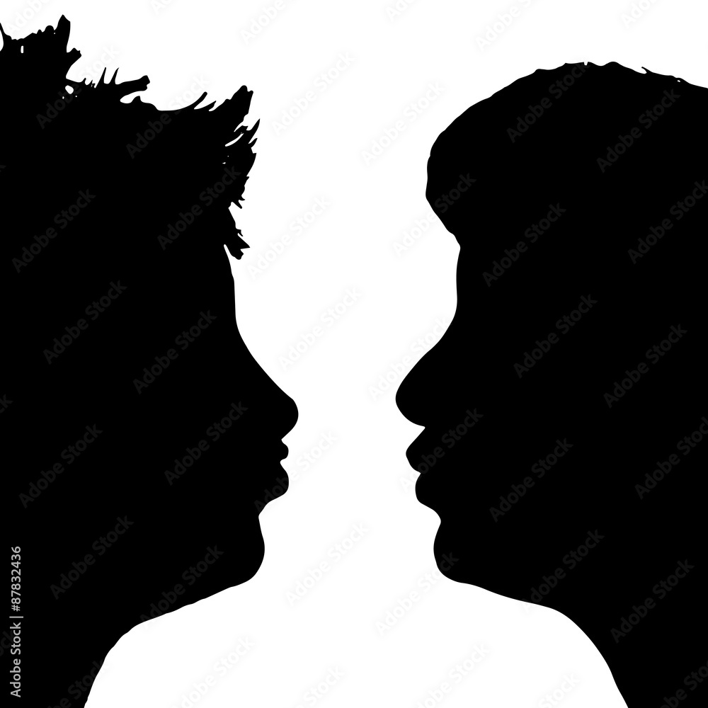 Wall mural Vector silhouette profile of a woman's face.